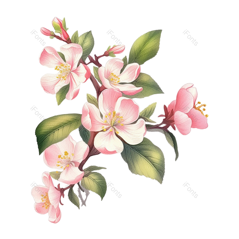 叶子图片,花卉元素,花朵PNG,手绘花朵免抠素材